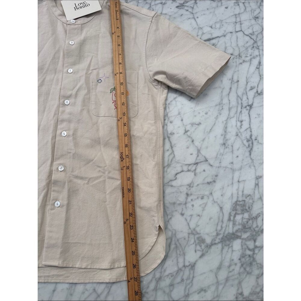 NWT Love Bonito Scout Unisex Embroidered Mandarin Collar Shirt Humble Abode XS - Picture 9 of 11